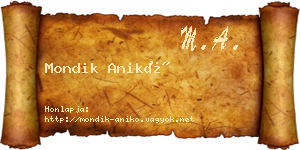 Mondik Anikó névjegykártya